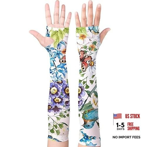 Gardening Sleeves for Women Farm Sun Protection Thorn Proof Cooling Blue White