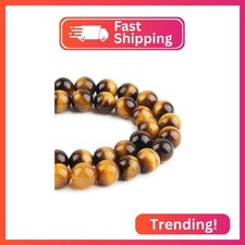 HAAMIIQII 90pcs 4mm Natural Yellow Tiger Eye Stone Beads Round Loose Gemstone Be