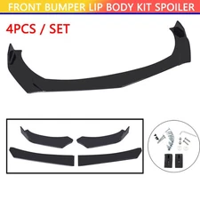 4PCS Universal High Glossy Front Bumper Lip Chin Spoiler Splitter Body Kit Black