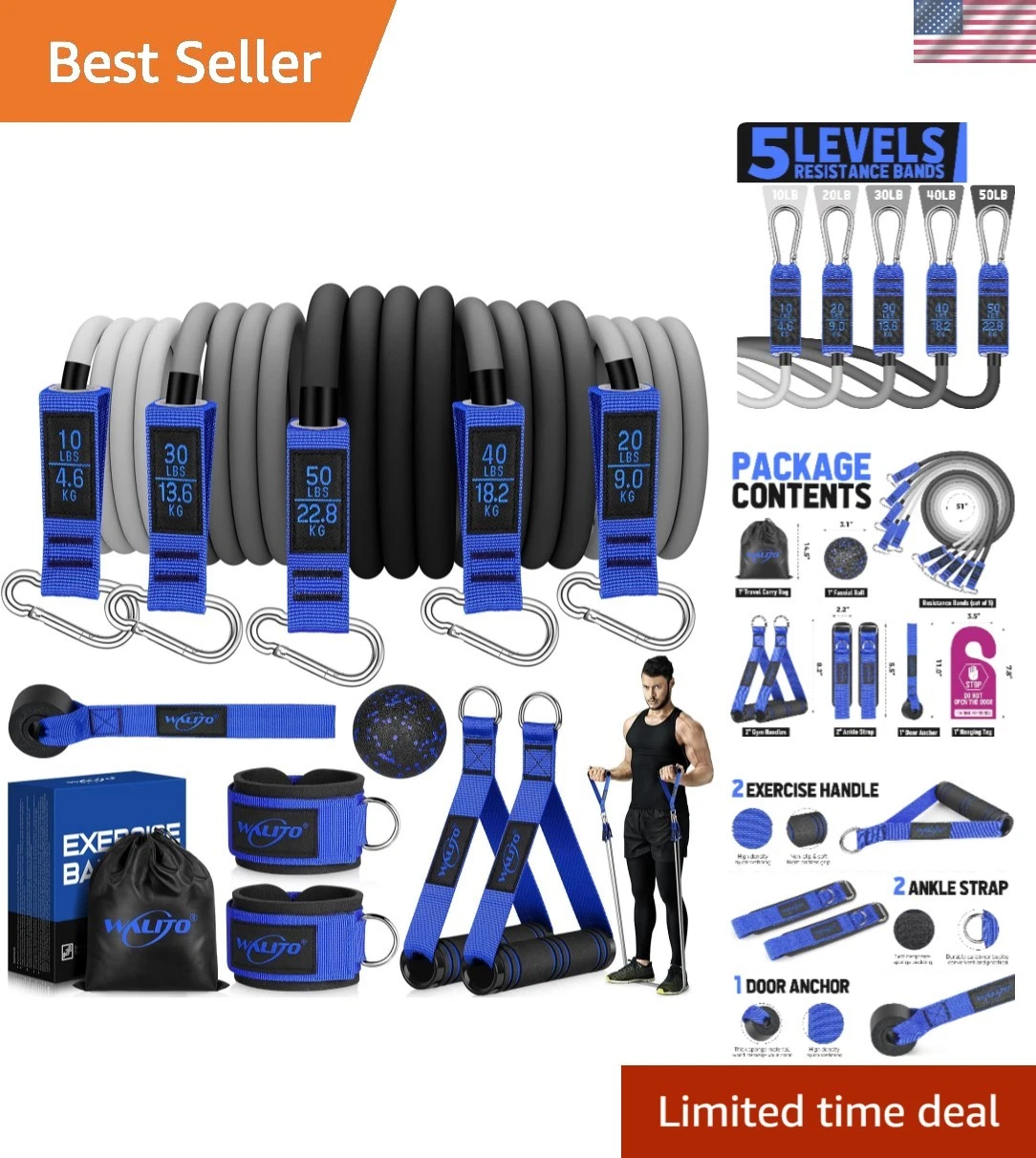 Complete Resistance Bands Set with Waterproof Bag - Travel-Friendly Fitness