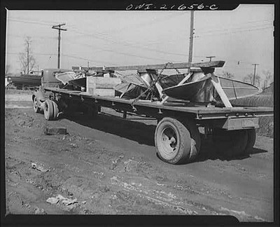 Detroit (vicinity), Michigan. A ship's propeller loaded on a truck