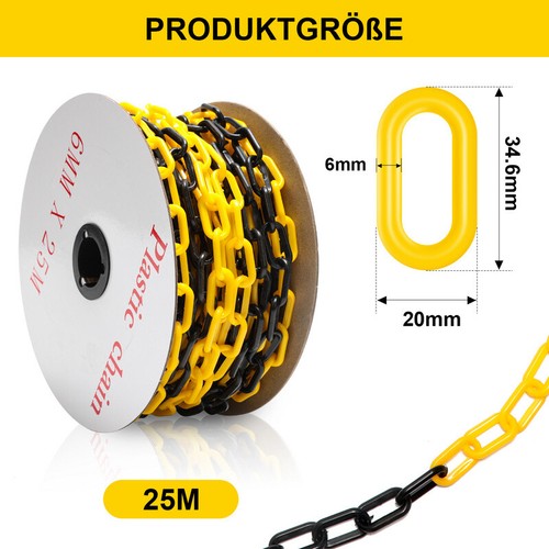 Absperrkette 6mm Stärke Kunststoffkette 25m/50m rot weiß/schwarz gelb Warnkette - Bild 2 von 18