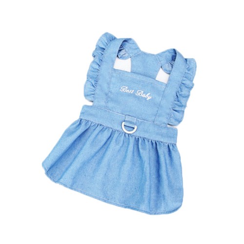 Puppy Denim Skirt Dog Clothes Harness Dress With Bow Cat Vest Wedding Cute Dres∂ - Bild 6 von 14
