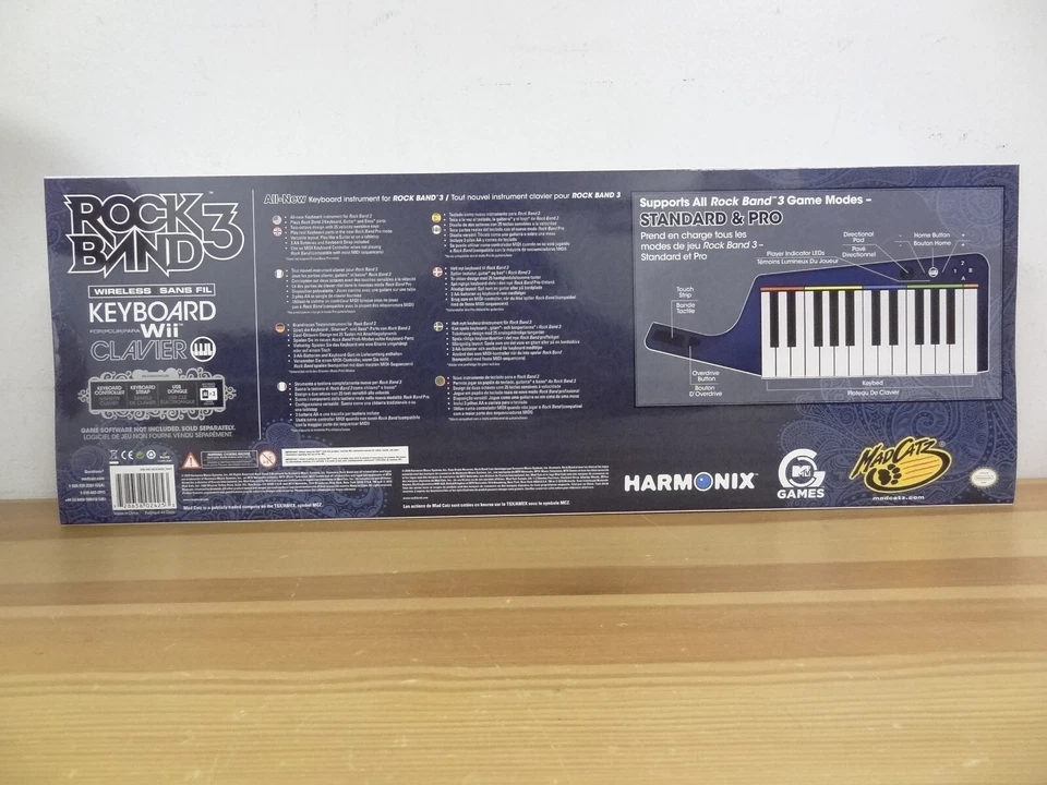 Nintedo Wii Rock Band 3 Wireless Keyboard w/ Dongle + Strap NO GAME NEW SEALED - Image 2 of 4