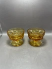 Set of 2 Vintage Anchor Hocking Fairfield Footed Amber Glass Ice Cream Dish