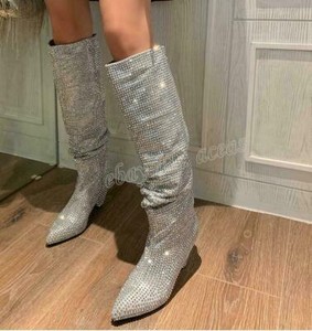 rhinestone knee boots