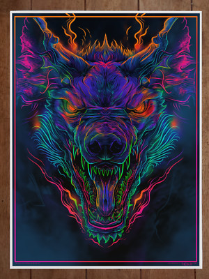 Wolf Epic Poster Neon Colors 18x24in