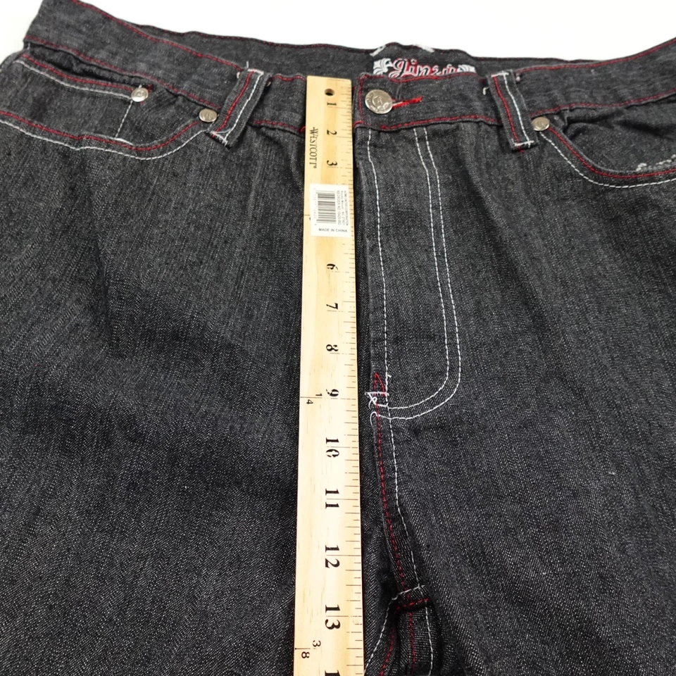 Pantalones de mezclilla Jinzu para hombre 42x32 negros pierna recta holgados hip hop patinador ropa de calle Foto 3 de 4