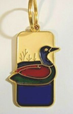 Vintage Bird Stain Glass Gold Keychain