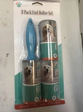 Pet Trends Hair Removal Lint Roller Set - 3pk 60 Sheets per Roll Blue(2-BX-57)