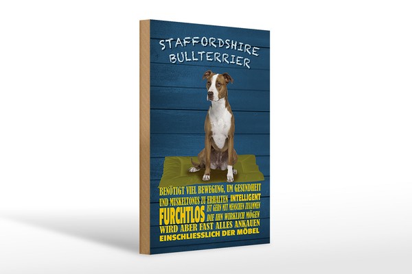 Holzschild Spruch 20X30Cm Staffordshire Bullterrier Hund Deko Schild Wooden Sign-image