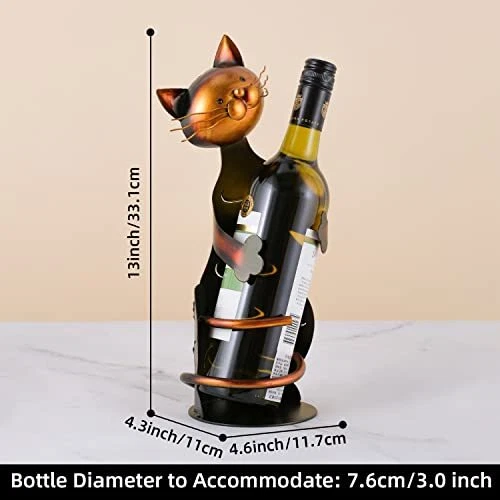 Tooarts Cat Shaped Wine Holder Wine Rack Shelf Metal Sculpture