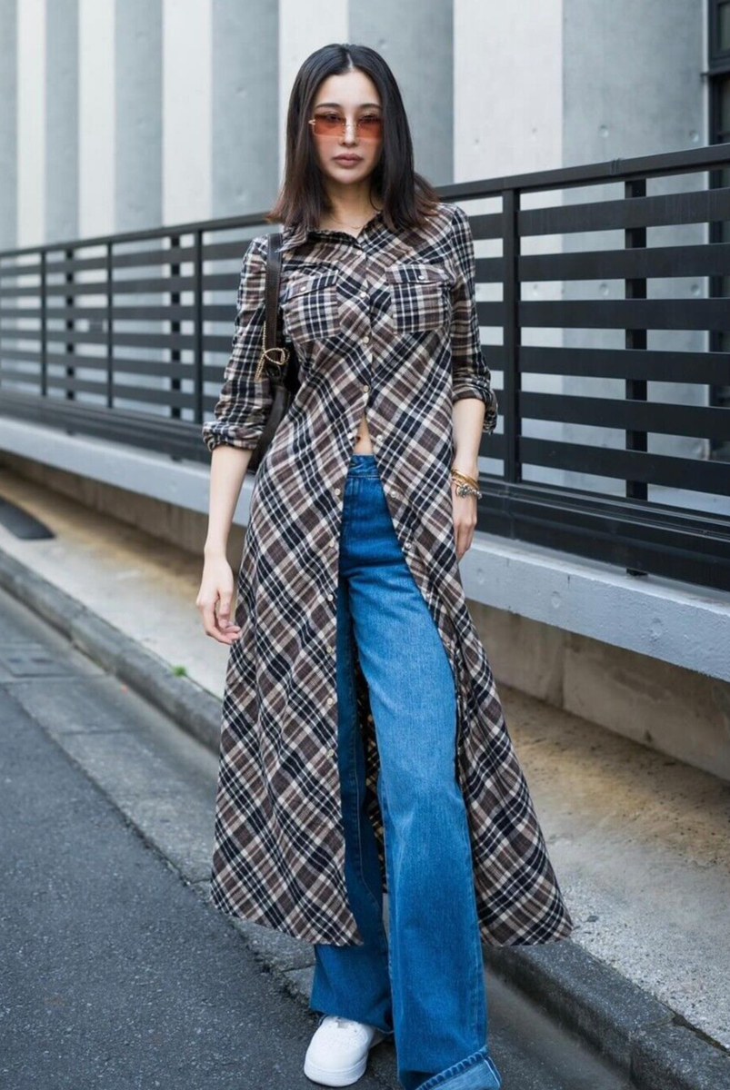 long checked shirt dress Wellesley Creek Flannel Maxi Dress 0