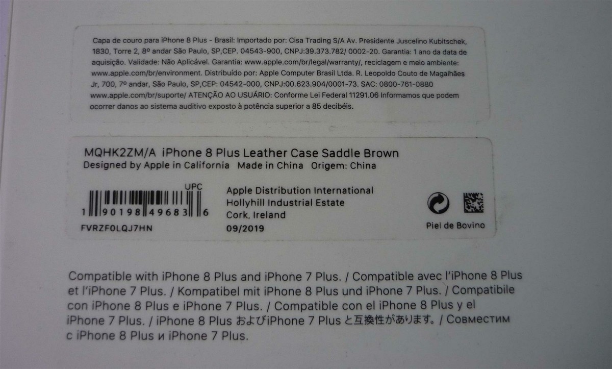 Genuine / Original Apple iPhone 7 Plus & 8 Plus Leather Case