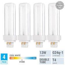 Pack REPLACES SATCO S8332 CFD13W/4P/841 13W Double Tube 4-Pin G24Q-1 Cool White