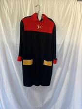 Vintage Steve Fabrikant For Saks Color Block Wool Dress Pockets Gold Accents 10