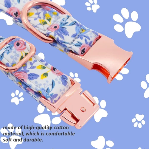Soft Dog Collar for Boy Girl Dogs Adjustable Puppy Collars, Floral M - Picture 5 of 6