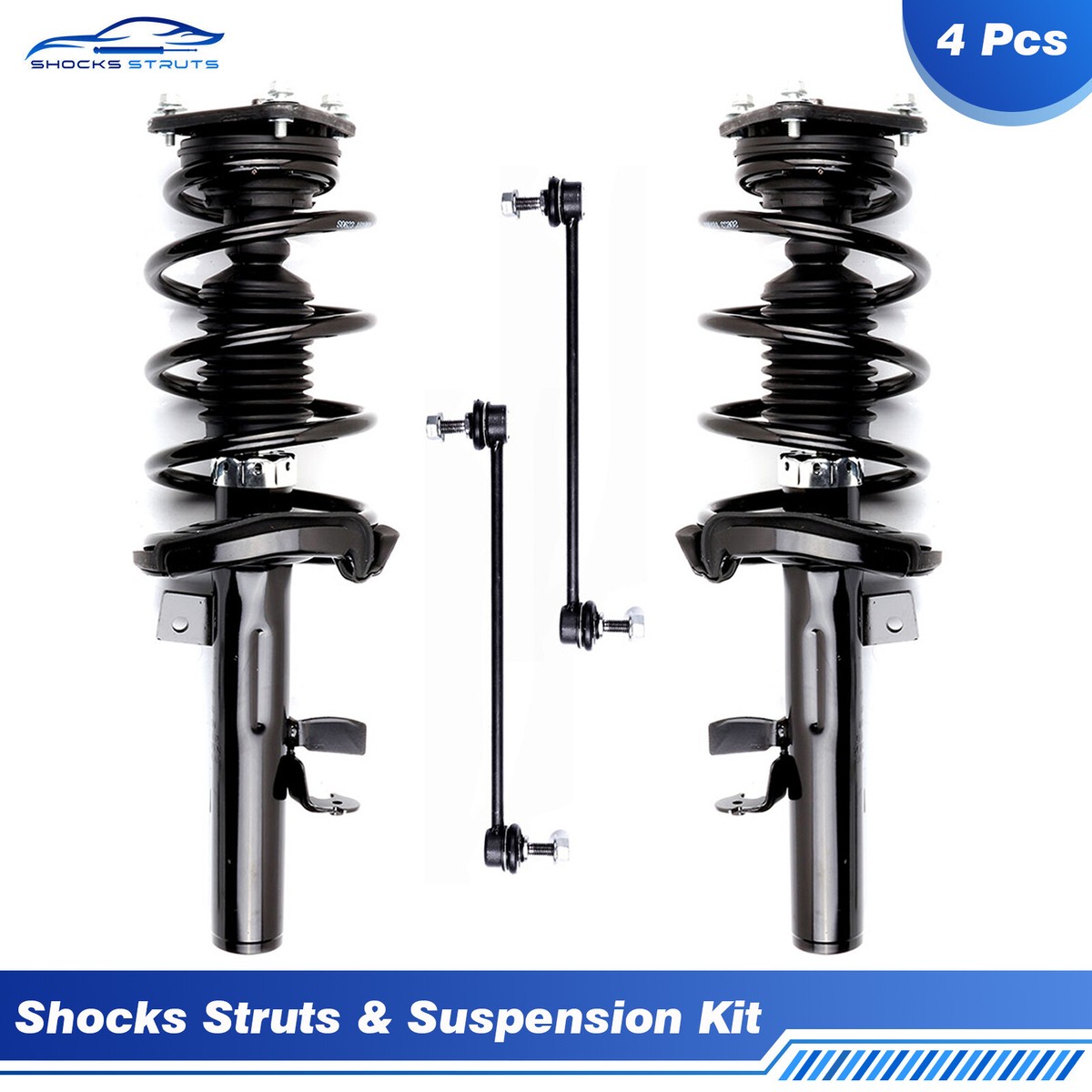AM Autoparts 4-Piece Front Strut & Coil Spring Assembly Kit With Sway Bar Links For Toyota Corolla 2003-2008