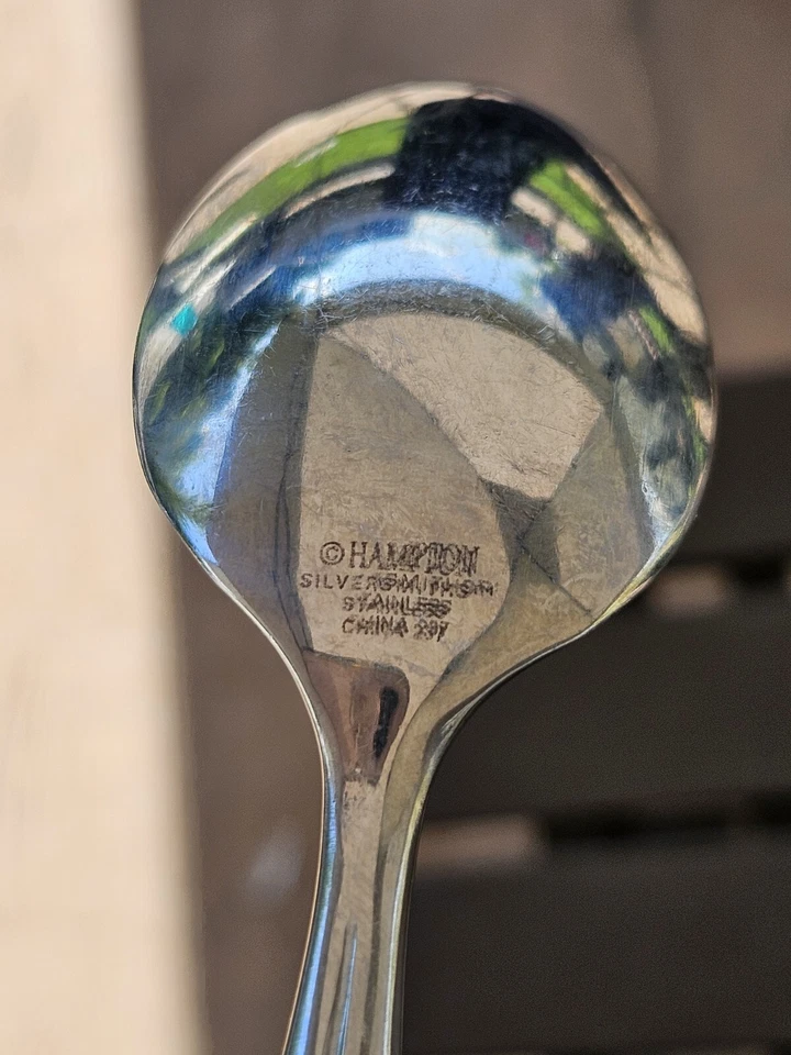 3 cucharas para servir cena de bambú Hampton Silversmiths 7 3/4" cubiertos de acero inoxidable Foto 3 de 3