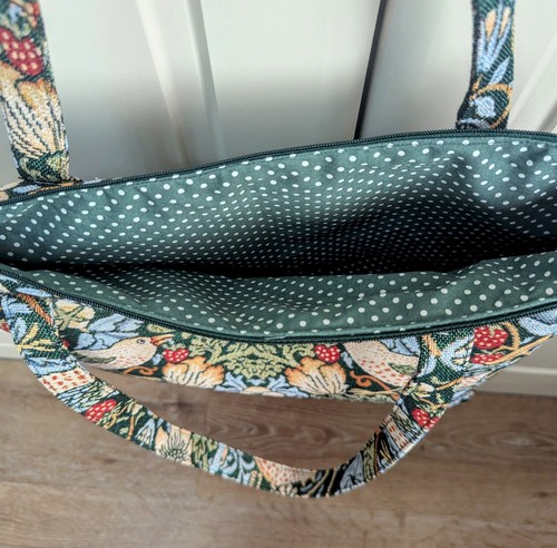 William Morris Strawberry Thief Tapestry Green And Blue Fabric tote/handbag - Picture 3 of 4