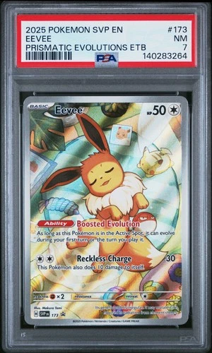 2025 POKEMON PRISMATIC EVOLUTIONS ELITE TRAINER BOX PROMO #173 EEVEE PSA 7