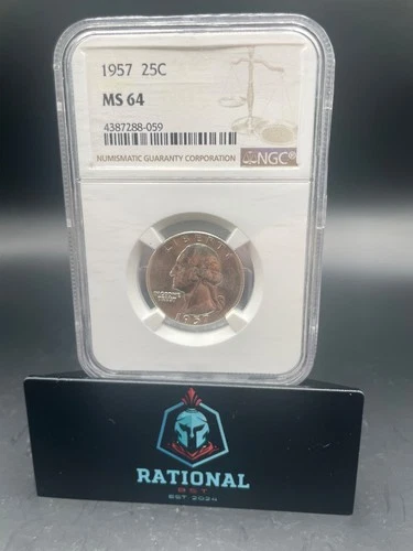 1957 WASHINGTON QUARTER 25c - NGC MS 64 - BLAST WHITE BEAUTY