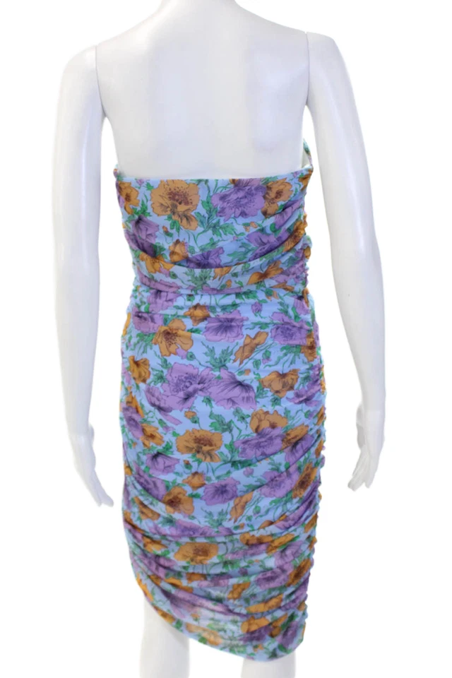 Vestido Veronica Barba Mujer Bodycon Midi Floral Azul Claro Sin Mangas Talla 6 Foto 4 de 4