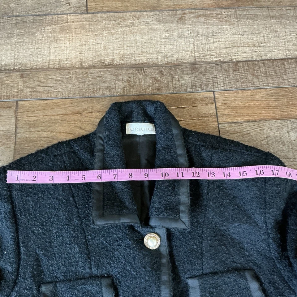 Chaqueta Blazer De Colección Henri Bendel Para Mujer Negra Lana Boucle Talla 14 Hecha en EE. UU. #51118 Foto 4 de 4