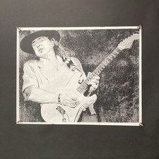 Texas Musician Dot Black White Art Jon Olsen Signed Poster Stevie Ray Vaughan