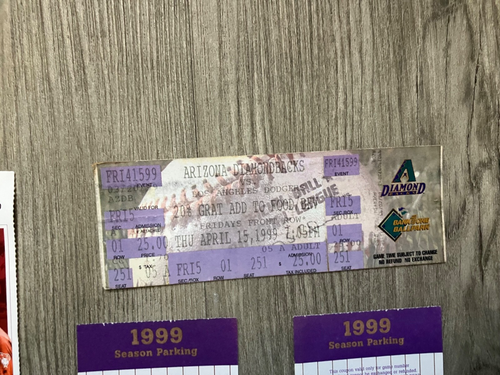 7 - 1999 MLB Arizona Diamondbacks Game Tickets/Pass Randy Johnson Gonzalez HR - Picture 5 of 10