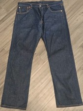 Levis 501 Jeans Mens 36x32 Blue Button Fly Denim Pants Dark Wash Raw Faded Work