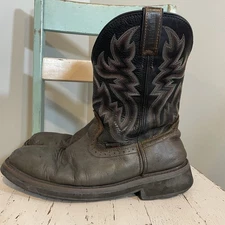 Wolverine Rancher Steel Toe Work Boot Black Brown Men's Size 11.5EW Cowboy FLAW