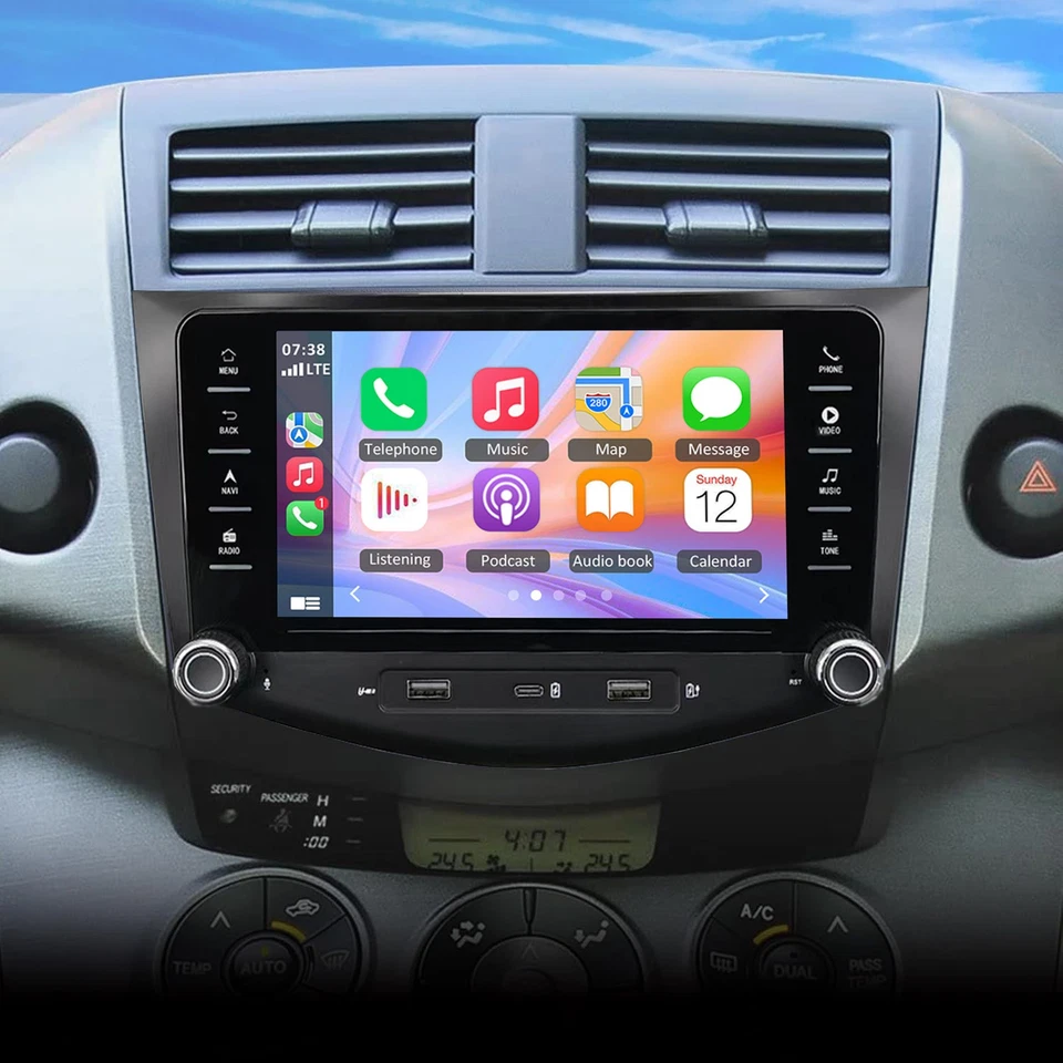 Für Toyota RAV4 2007-2012 Android 14 Carplay Autoradio GPS WIFI Havigation + Kam - Bild 1 von 4