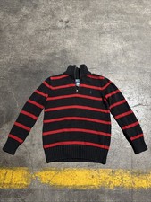 VINTAGE POLO By Ralph Lauren 1/4 Zip Sweater Youth Boys 10/12 Striped Knit