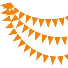 49ft Pennant Banner Flags Felt Fabric Pennant Flags String Orange