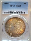 1883-O PCGS MS-63 brilliant w/golden obverse rim tone Morgan Silver Dollar #350