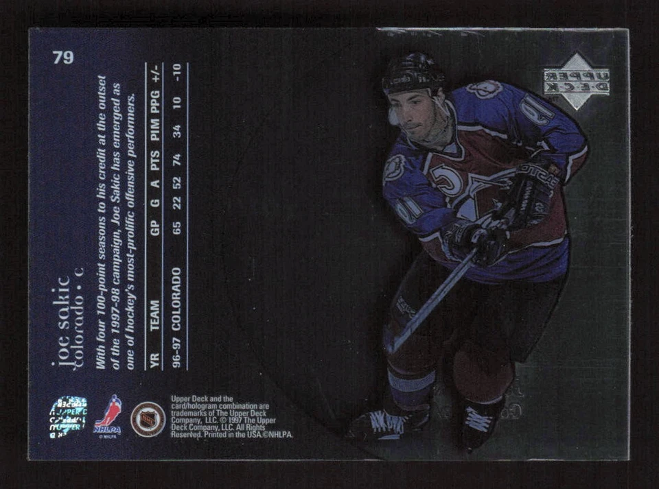 Joe Sakic 1997-98 Upper Deck Ice #79 Colorado Avalanche - Image 2 of 2