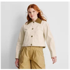 Cropped Chore Jacket Sz Large NWT Cream Future Collective 