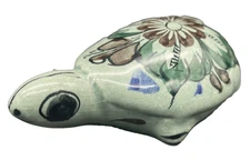 Vintage Tonala Mexican Pottery Turtle Hand Painted Folkart Figurine