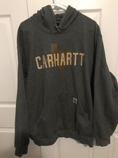 Carhartt Hoodie Mens XL Sweatshirt Fleece Loose Fit Texas Graphic Grey