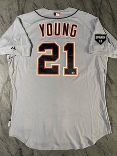 Delmon Young 2011 ALCS G6 Detroit Tigers Game Used Jersey #21 October 15 2011