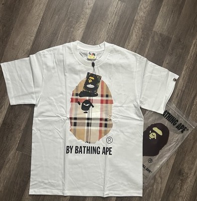 Bape Check by Bathing Ape White/ Beige Tee Size Medium