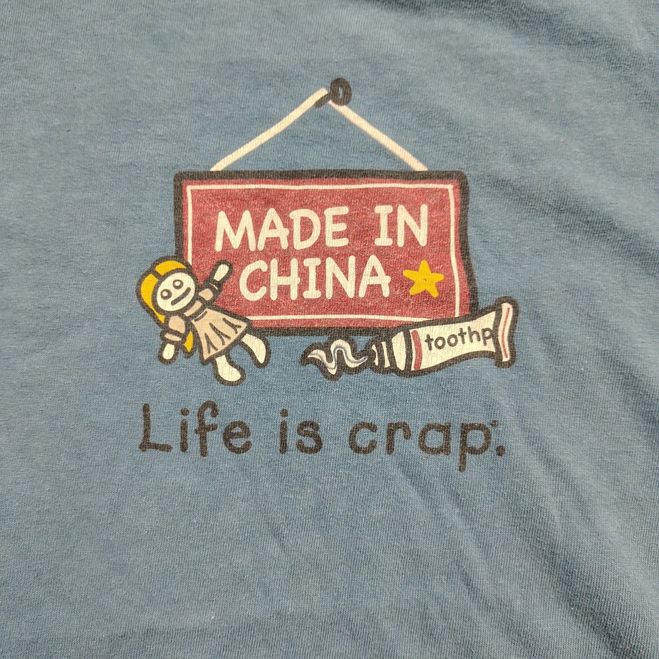 Camiseta LIFE IS CRAP Para Hombre Azul Mediana Hecha en China Gráfico Algodón Manga Corta Foto 2 de 4