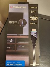 Monster 6ft High Speed 4K Hdr Hdmi Cable with Built-in Blue Led Light, Gaming