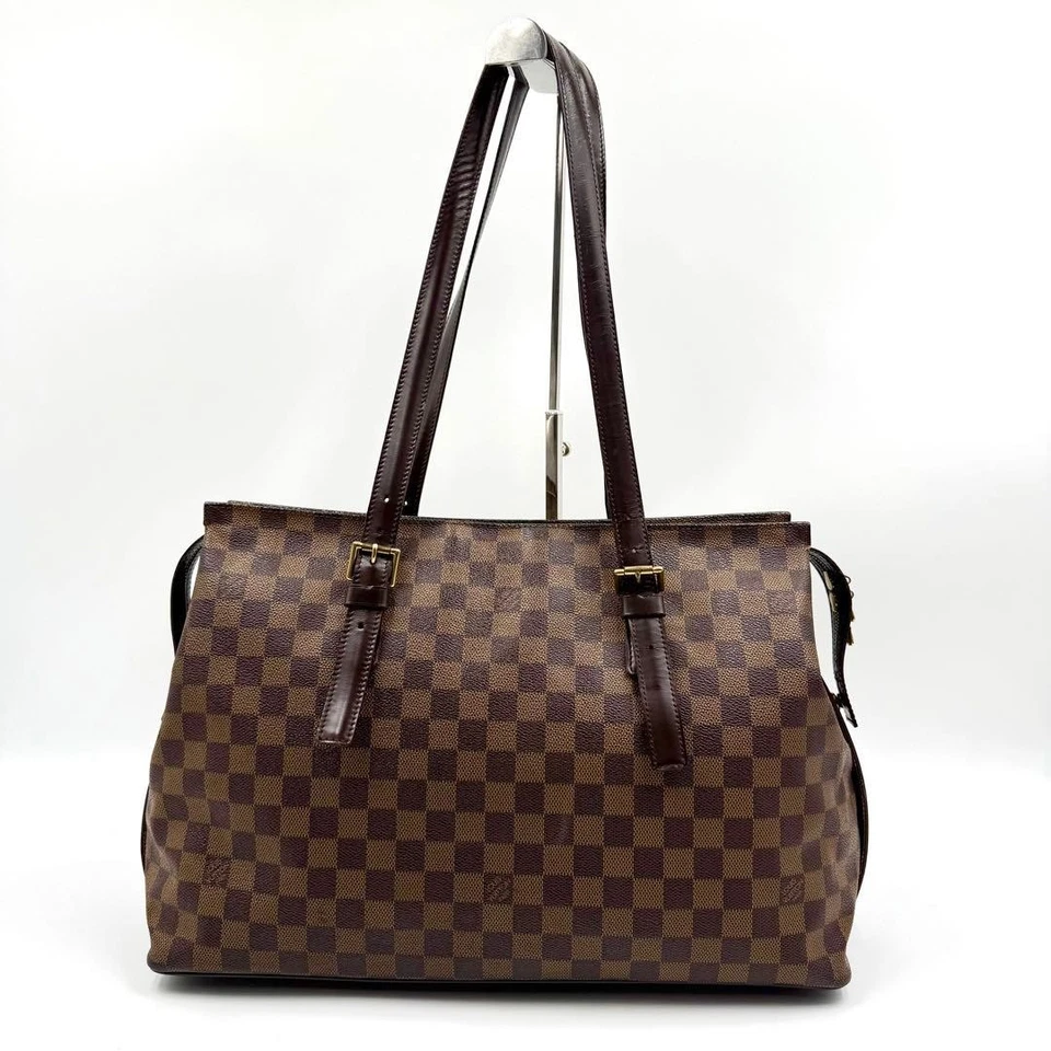 Certified Louis Vuitton Damier Ebene Tote Bag Chelsea Shoulder Bag Classic From - Image 3 of 4