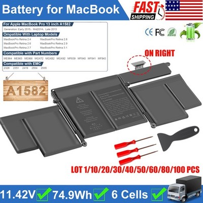  LOT A1582 A1502 Battery For MacBook Pro 13''Retina Early 2015 Mid 2014 Late 2013
