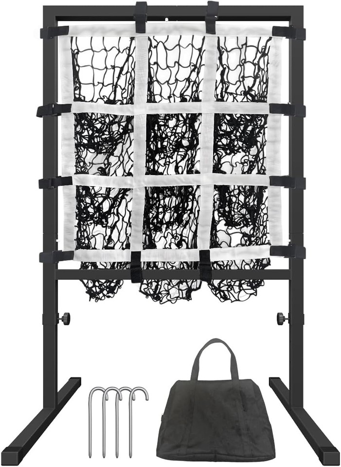 Baseball Pitching Net With 9 Pocket Strike Zone - 4.8x3ft Practice Target For Pitchers