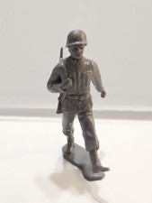 1963 Louis Marx WW2 World War 2 II Gray German Soldier 60MM Figure Gernader