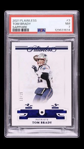 2021 Panini Flawless Sapphire Tom Brady JERSEY # 12/15 #3 PSA 7 NRMT