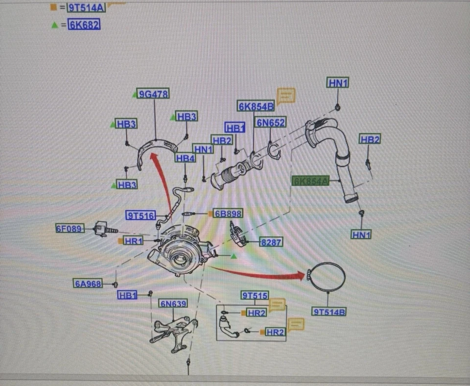 Tubo de escape de entrada izquierda turbo diésel 6,0 L Ford serie F 2005-2007 fabricante de equipos originales nuevo Foto 4 de 4